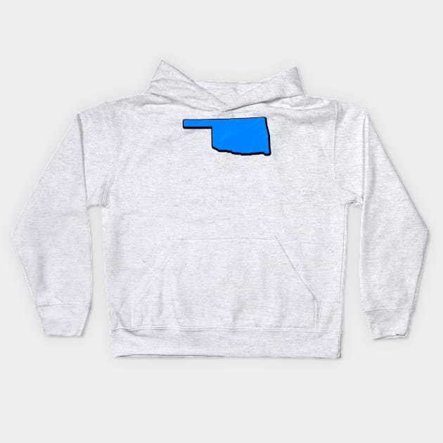 Bright Blue Oklahoma Outline Kids Hoodie by Mookle